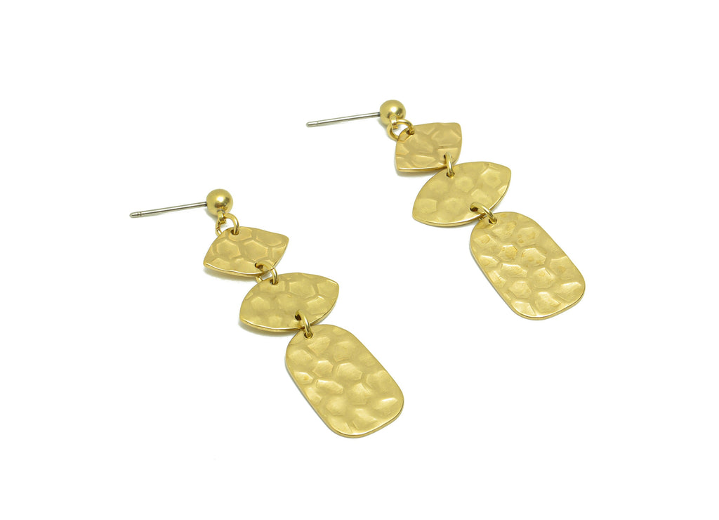 Hammered Dangle Earring Post - Brass Marquise Earring Stud - Brass Diamond Earring Post - Geometry Earring Post - 41.61x11.72x0.81mm- PP8888 - DOMEDBAZAAR