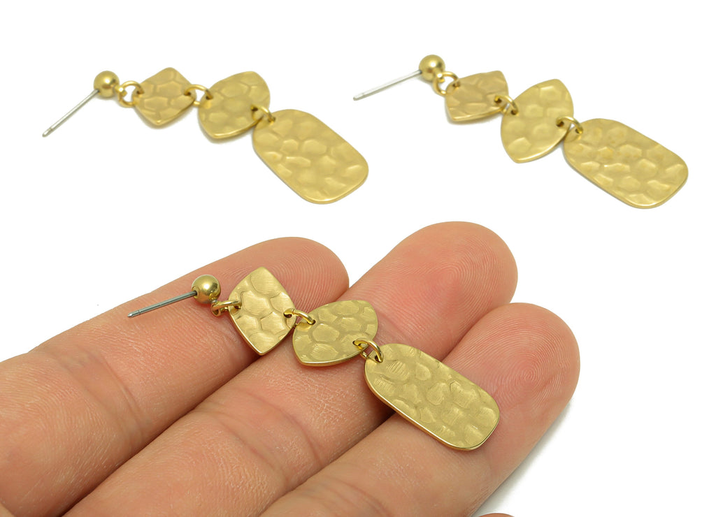 Hammered Dangle Earring Post - Brass Marquise Earring Stud - Brass Diamond Earring Post - Geometry Earring Post - 41.61x11.72x0.81mm- PP8888 - DOMEDBAZAAR