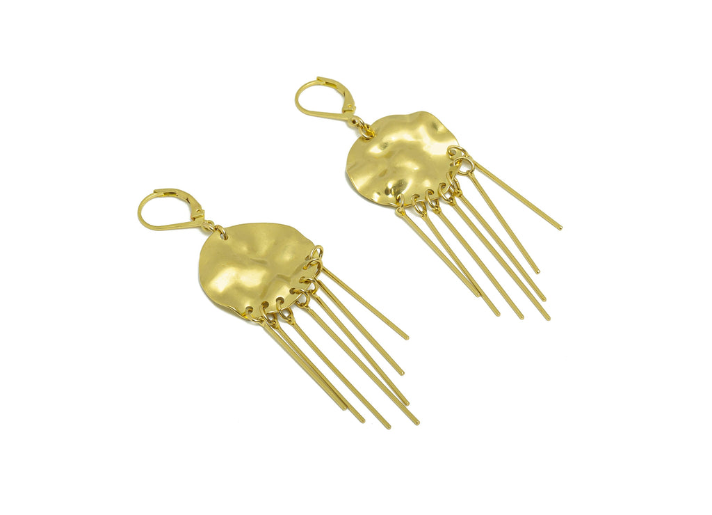 Hammered Wire Earring - Brass Wavy Circle Earring Clasp - Brass Hammered Wire 7 Hoop Clasp - Round Earring Clasp - 71x22x0.79mm -PP8879 - DOMEDBAZAAR