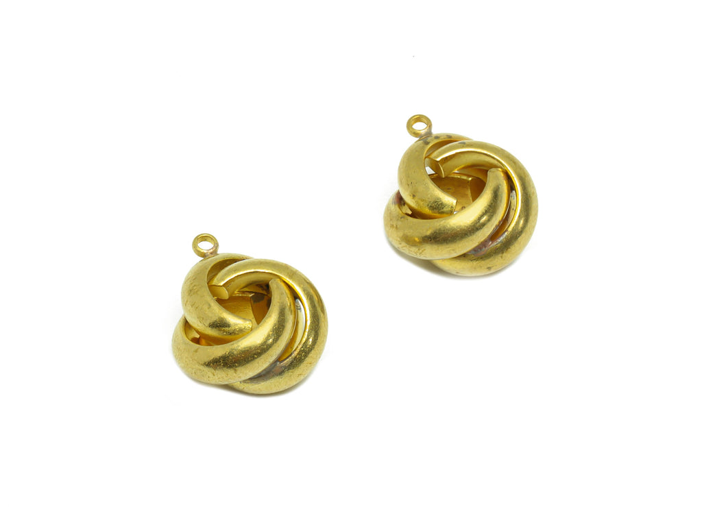Brass Interwoven Earring Charm - Raw Brass Woven Ring Earring Charm - Cross Rings Earring Charm - Twisted Ball Pendant - 16x13x9mm - PP9388 - DOMEDBAZAAR