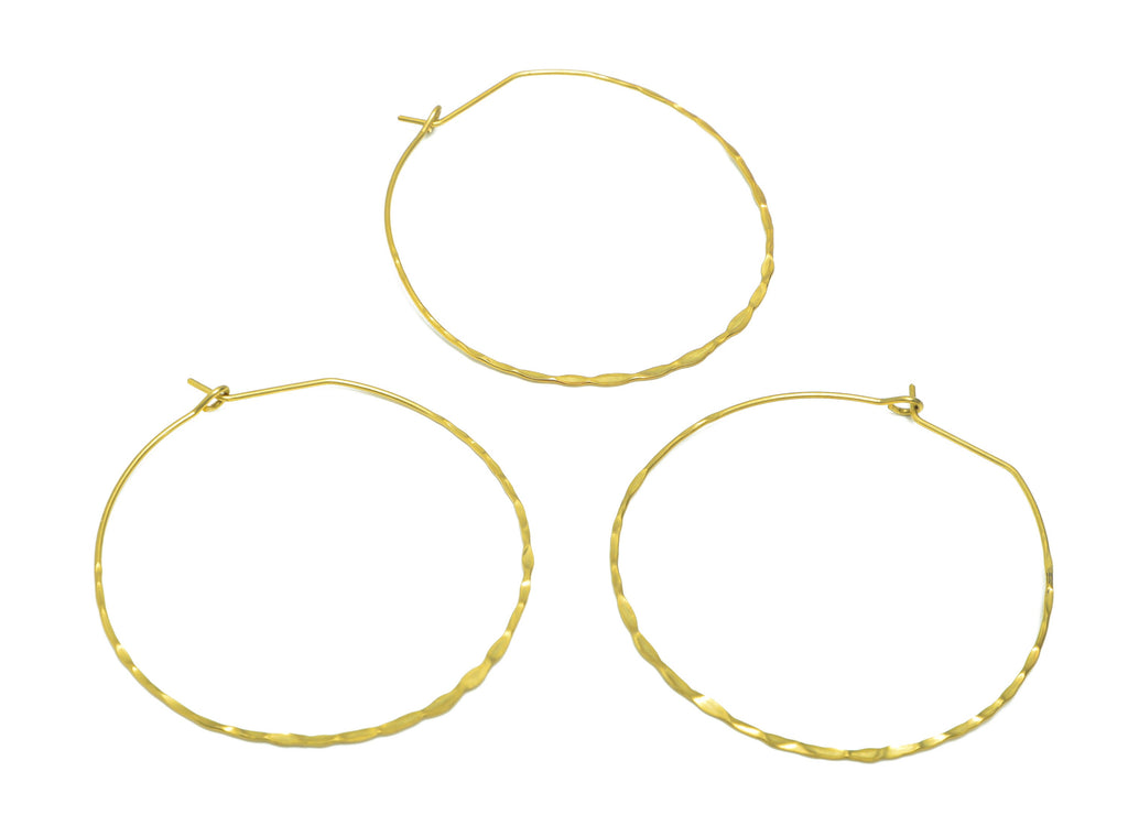 Hammered Round Wire Hoop Earring - Brass Hammered Circle Wire Lock Earring - Geometry Wire Hoop Lock Earring Charm - 50.56x49x0.78mm-PP9049 - DOMEDBAZAAR