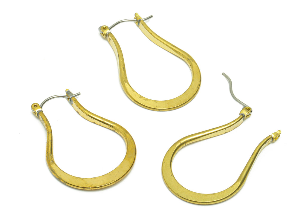 Hammered Hinged Back Drop Earring - Brass Geometry Hinged Back Earring - Brass Hinged Back Earring - Clasp Hoop Earring - 31x21x2mm -PP9020 - DOMEDBAZAAR