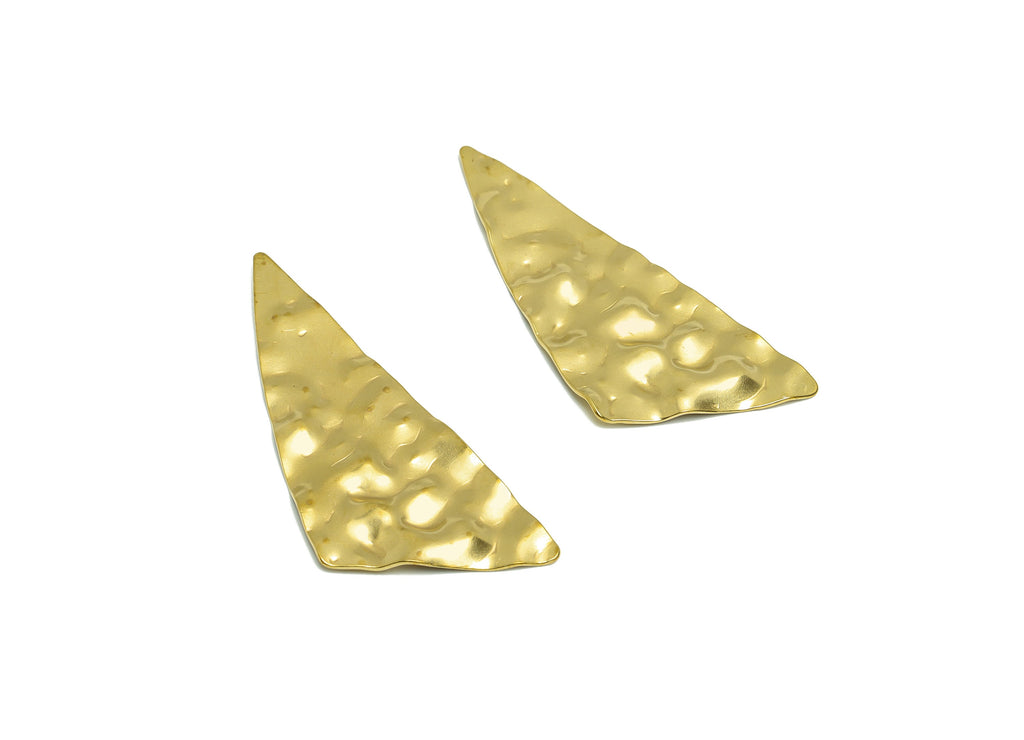 Hammered Triangle Earring Charm - Raw Brass Bent Textured Earring Charm - Geometry Earring Charm - Triangle Charm - 69x27.73x1.29mm - PP9445 - DOMEDBAZAAR