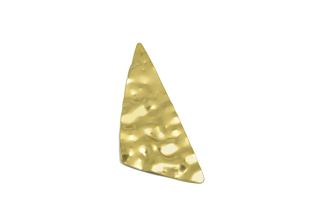 Hammered Triangle Earring Charm - Raw Brass Bent Textured Earring Charm - Geometry Earring Charm - Triangle Charm - 69x27.73x1.29mm - PP9445 - DOMEDBAZAAR