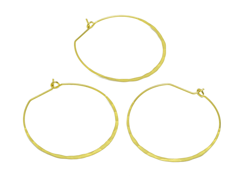 Hammered Hinged Back Hoop Earring - Brass Round Clasp Hoop Earring - Clasp Hoop Earring - Hinged Back Earring Charm - 41x39x1mm- PP9065 - DOMEDBAZAAR