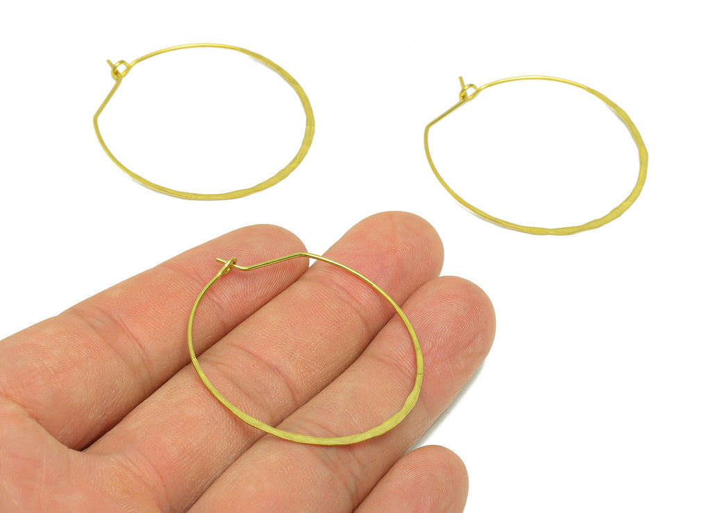 Hammered Hinged Back Hoop Earring - Brass Round Clasp Hoop Earring - Clasp Hoop Earring - Hinged Back Earring Charm - 41x39x1mm- PP9065 - DOMEDBAZAAR
