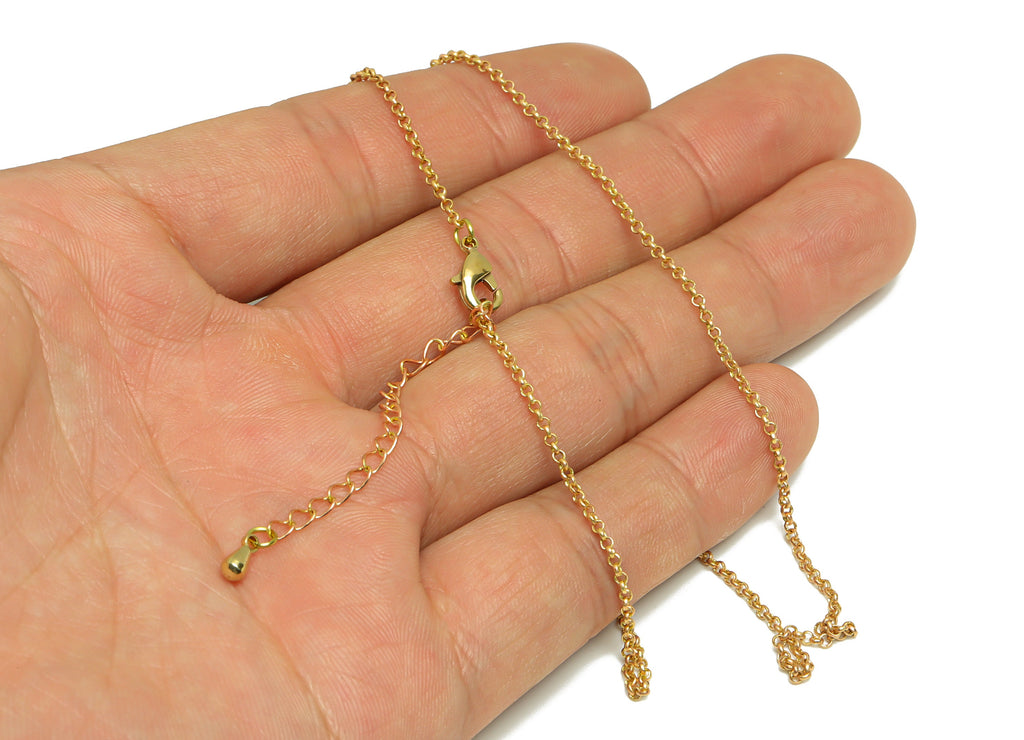 1.5 Finished Rolo Chain - 42+6cm Rolo Chain - Raw Brass Finished Rolo Chain Necklace - Brass Rolo Chain Necklace - CC1260 - DOMEDBAZAAR