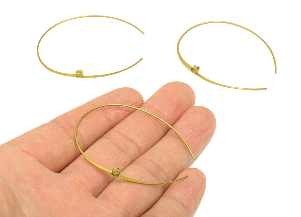 Hammered Hook Earring Wire - Brass Hammered Earring Wire - Curly Wire Hook Earring - Curly Wire Hook Earring - 52.25x43.95x0.79mm- PP9047 - DOMEDBAZAAR