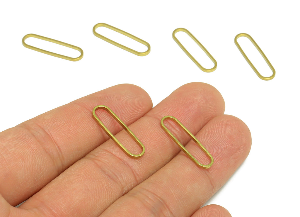 22*6mm Brass Oval Ring Earring Connector - Raw Brass Oval Pendant - Geometry Oval Earring Charm - Jewelry Supplies - 22x6.15x1mm- PP9008 - DOMEDBAZAAR