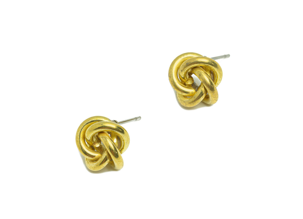 Brass Knot Interwoven Earring Post - Raw Brass Ring Beads Wire Earring Stud - Brass Knot Beads Earring Stud - 10x10x5.88mm - PP9396 - DOMEDBAZAAR