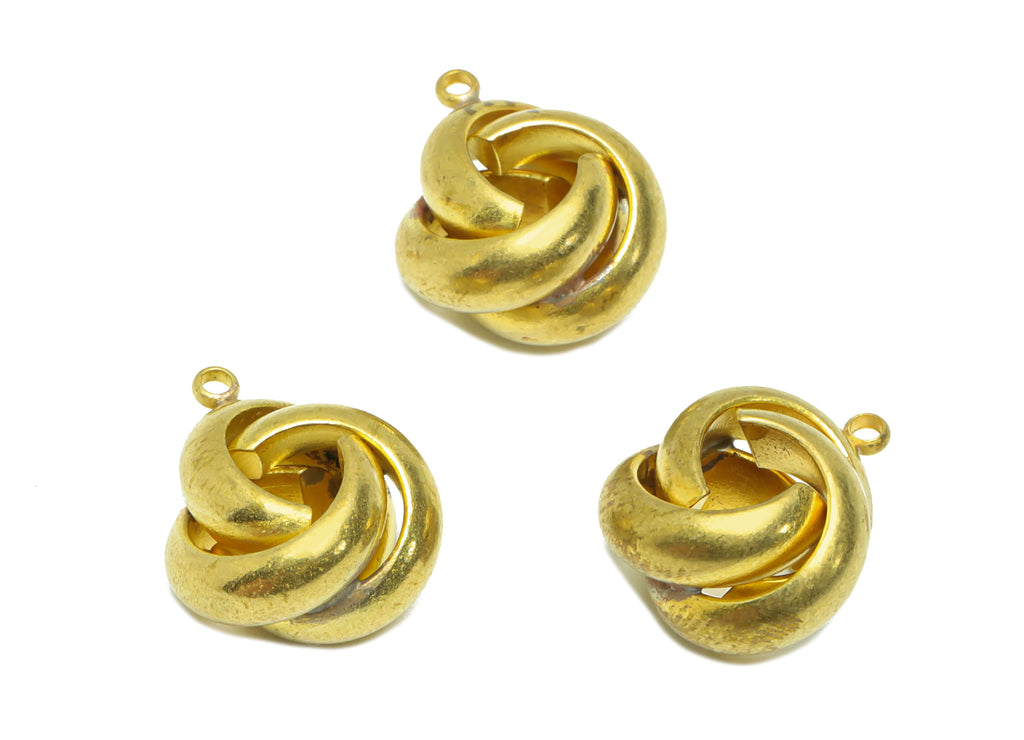 Brass Interwoven Earring Charm - Raw Brass Woven Ring Earring Charm - Cross Rings Earring Charm - Twisted Ball Pendant - 16x13x9mm - PP9388 - DOMEDBAZAAR