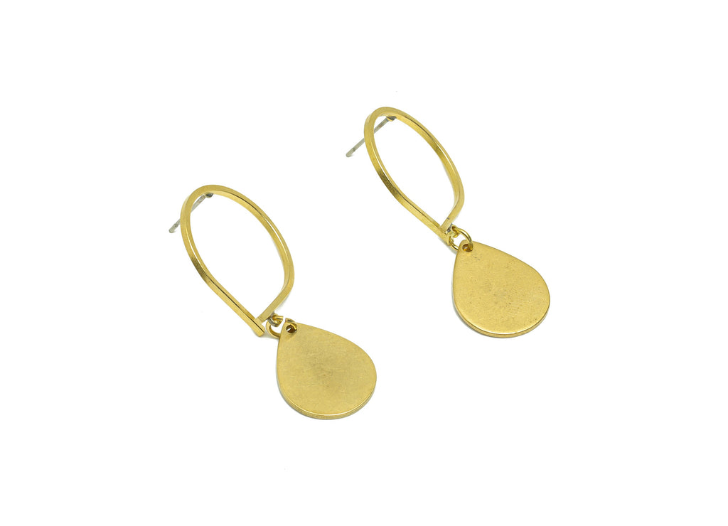 Brass Drop Dangle Earring Post - Raw Brass Ring Knot Wire Earring - Teardrop Hang Earring Post - Knot Earring Post - 44x20.9x1.29mm - PP9136 - DOMEDBAZAAR