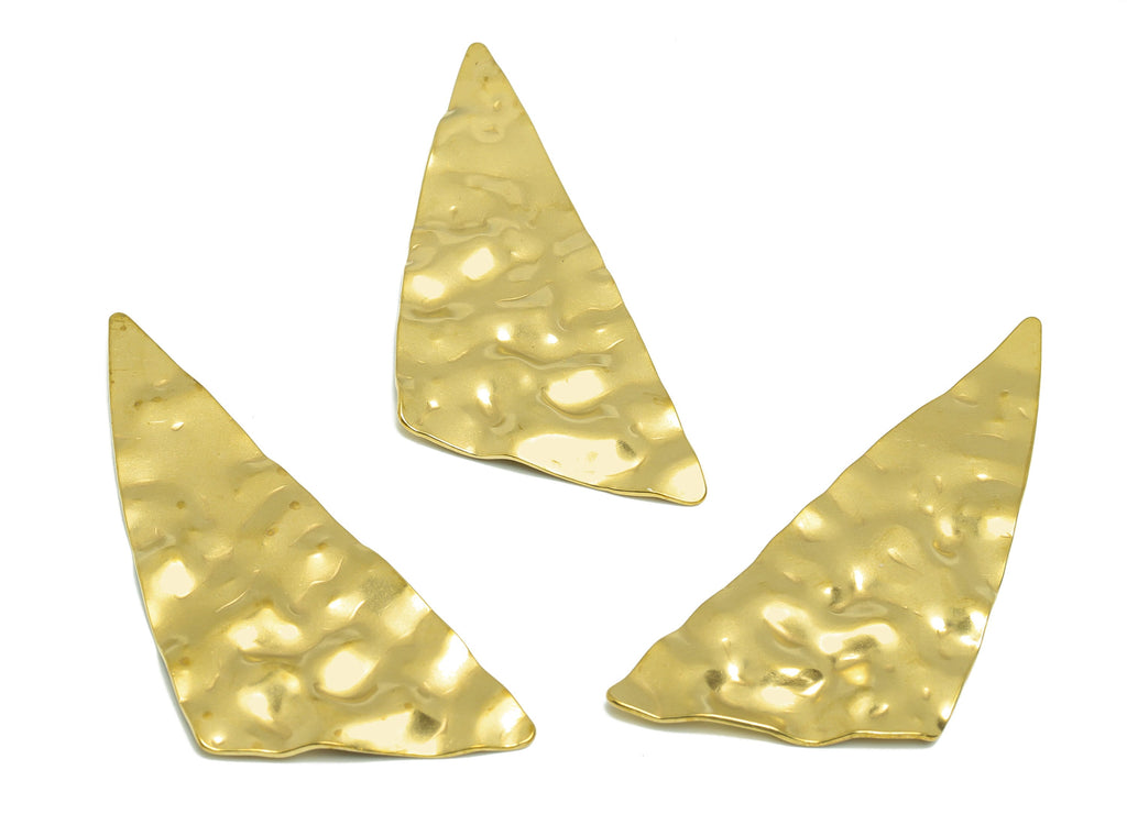 Hammered Triangle Earring Charm - Raw Brass Bent Textured Earring Charm - Geometry Earring Charm - Triangle Charm - 69x27.73x1.29mm - PP9445 - DOMEDBAZAAR