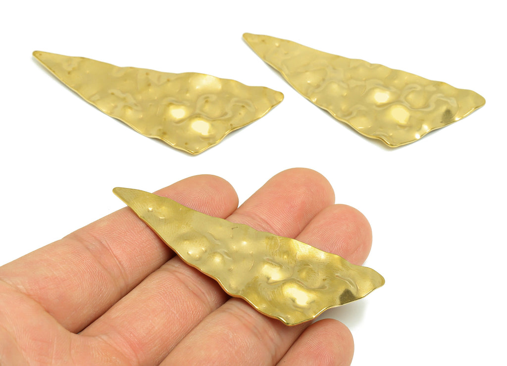 Hammered Triangle Earring Charm - Raw Brass Bent Textured Earring Charm - Geometry Earring Charm - Triangle Charm - 69x27.73x1.29mm - PP9445 - DOMEDBAZAAR