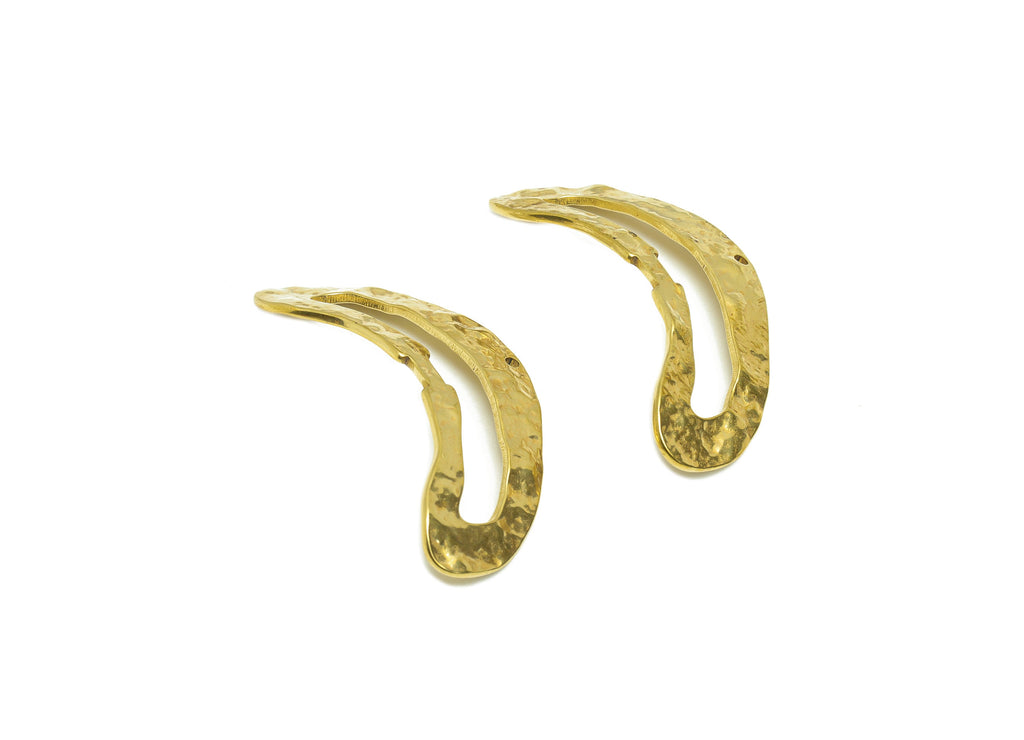 Hammered Brass Bent Earring Charm - Raw Brass Textured Earring Charm - Geometry Earring Charm - Irregular Charm - 49x19.52x1.65mm - PP9446 - DOMEDBAZAAR