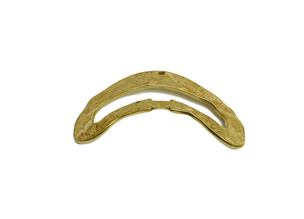 Hammered Brass Bent Earring Charm - Raw Brass Textured Earring Charm - Geometry Earring Charm - Irregular Charm - 49x19.52x1.65mm - PP9446 - DOMEDBAZAAR