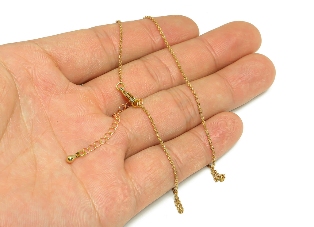 0.230 Finished Cable Chain - 43+6.5CM Flat Cable Chain - Raw Brass Chain Finished Necklace - Brass Flat Cable Necklace - CC1264 - DOMEDBAZAAR
