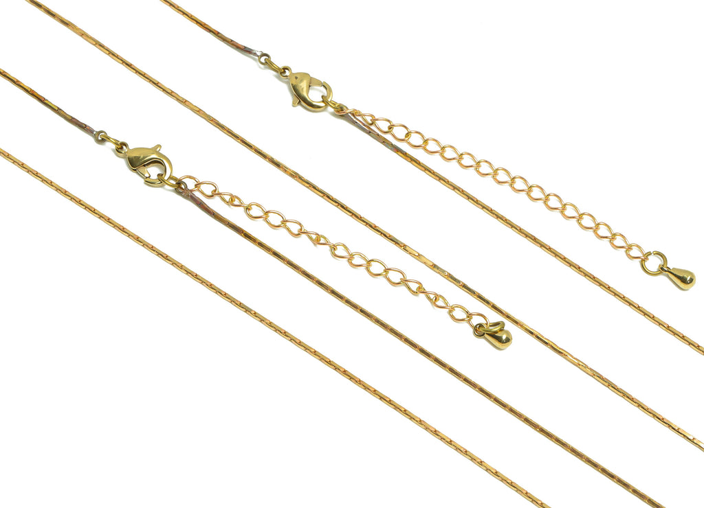 1mm Finished Snake Chain 43+5.5 cm - Raw Brass Finished Snake Chain - Finished Snake Chain Necklace - Snake Necklace - For Necklace - CC1273 - DOMEDBAZAAR