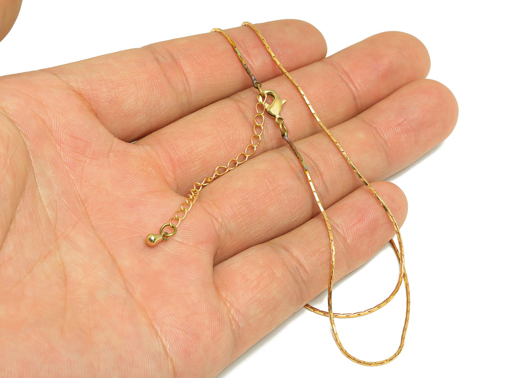 1mm Finished Snake Chain 43+5.5 cm - Raw Brass Finished Snake Chain - Finished Snake Chain Necklace - Snake Necklace - For Necklace - CC1273 - DOMEDBAZAAR