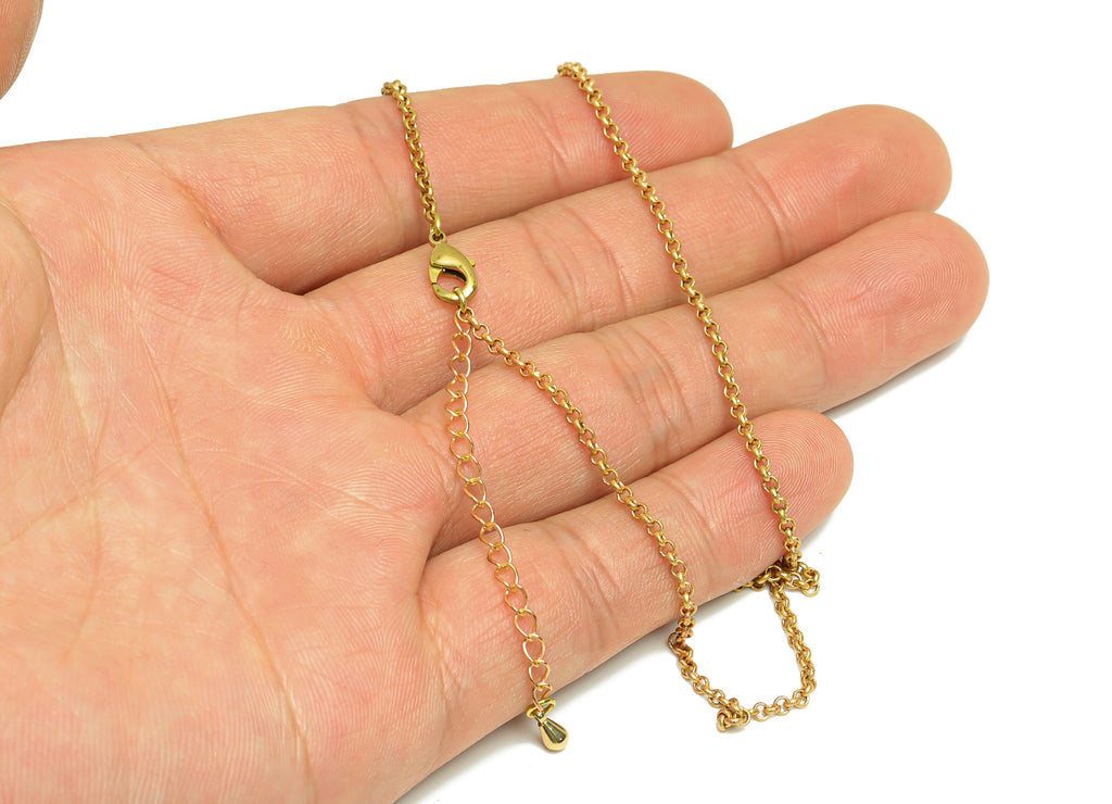2.0 Finished Rolo Chain - 42+6cm Rolo Chain - Raw Brass Rolo Chain Necklace - Brass Finished Rolo Chain Necklace - CC1254 - DOMEDBAZAAR